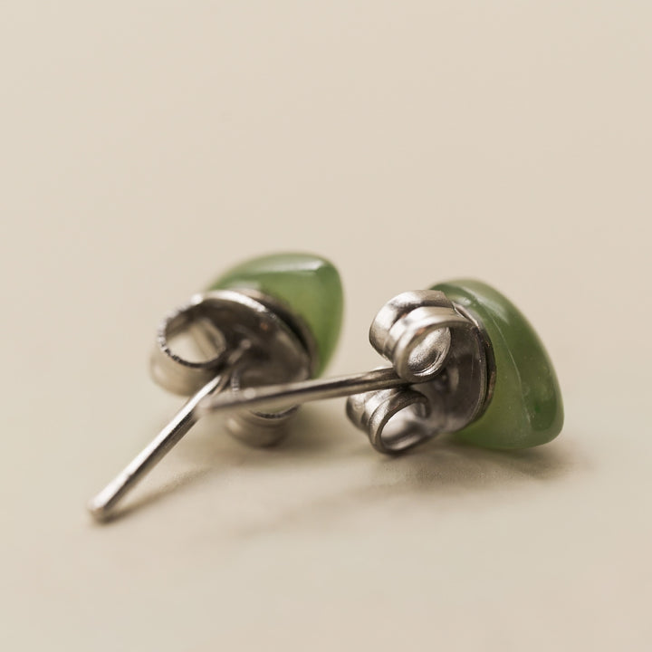 Greenstone Teardrop Stud Earrings