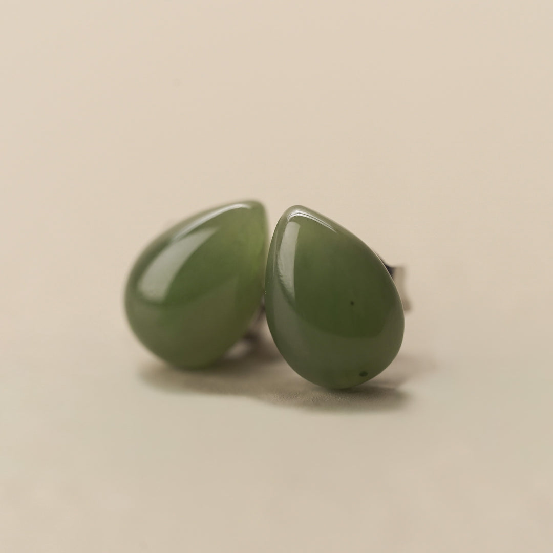 Greenstone Teardrop Stud Earrings
