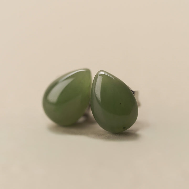 Greenstone Teardrop Stud Earrings