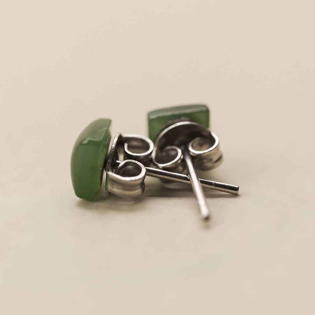 Greenstone Square Stud Earrings
