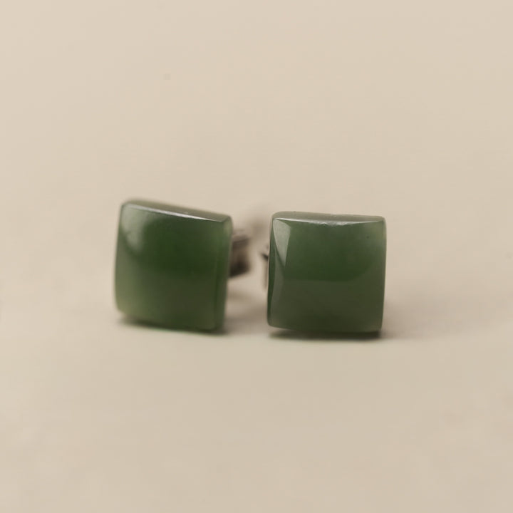 Greenstone Square Stud Earrings