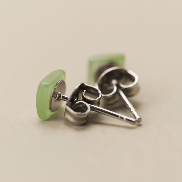 Greenstone Square Stud Earrings