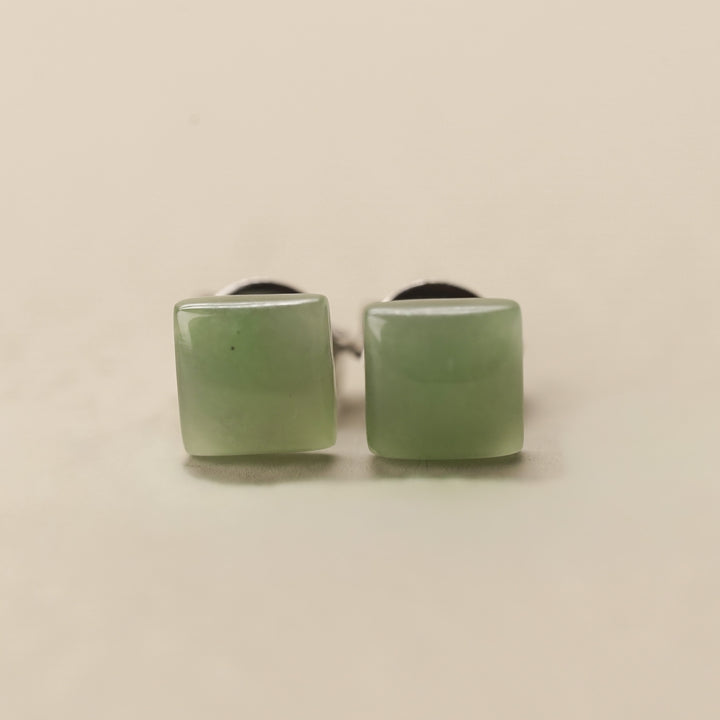 Greenstone Square Stud Earrings