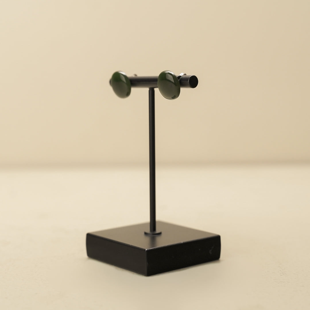 Greenstone Large Round Stud Earrings