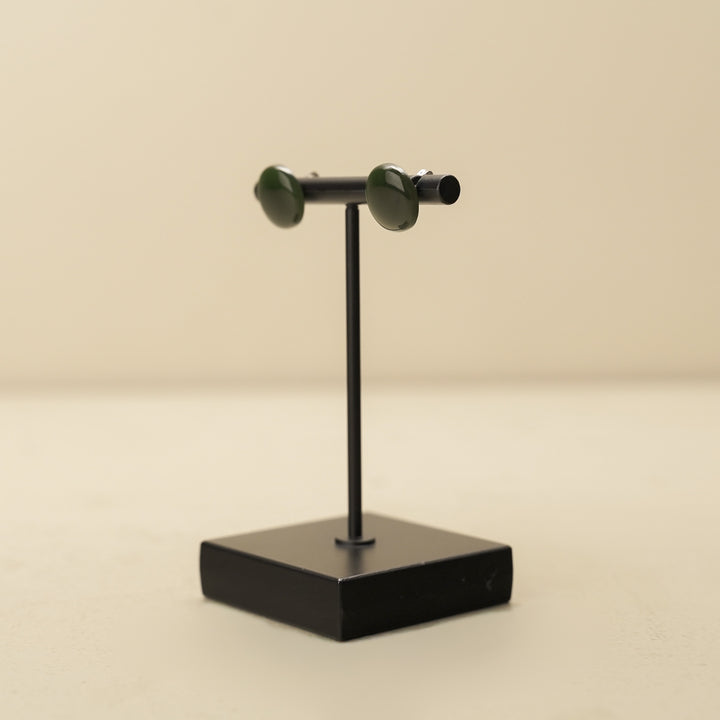 Greenstone Large Round Stud Earrings