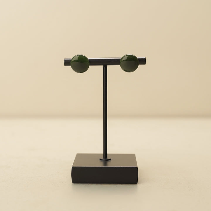 Greenstone Large Round Stud Earrings