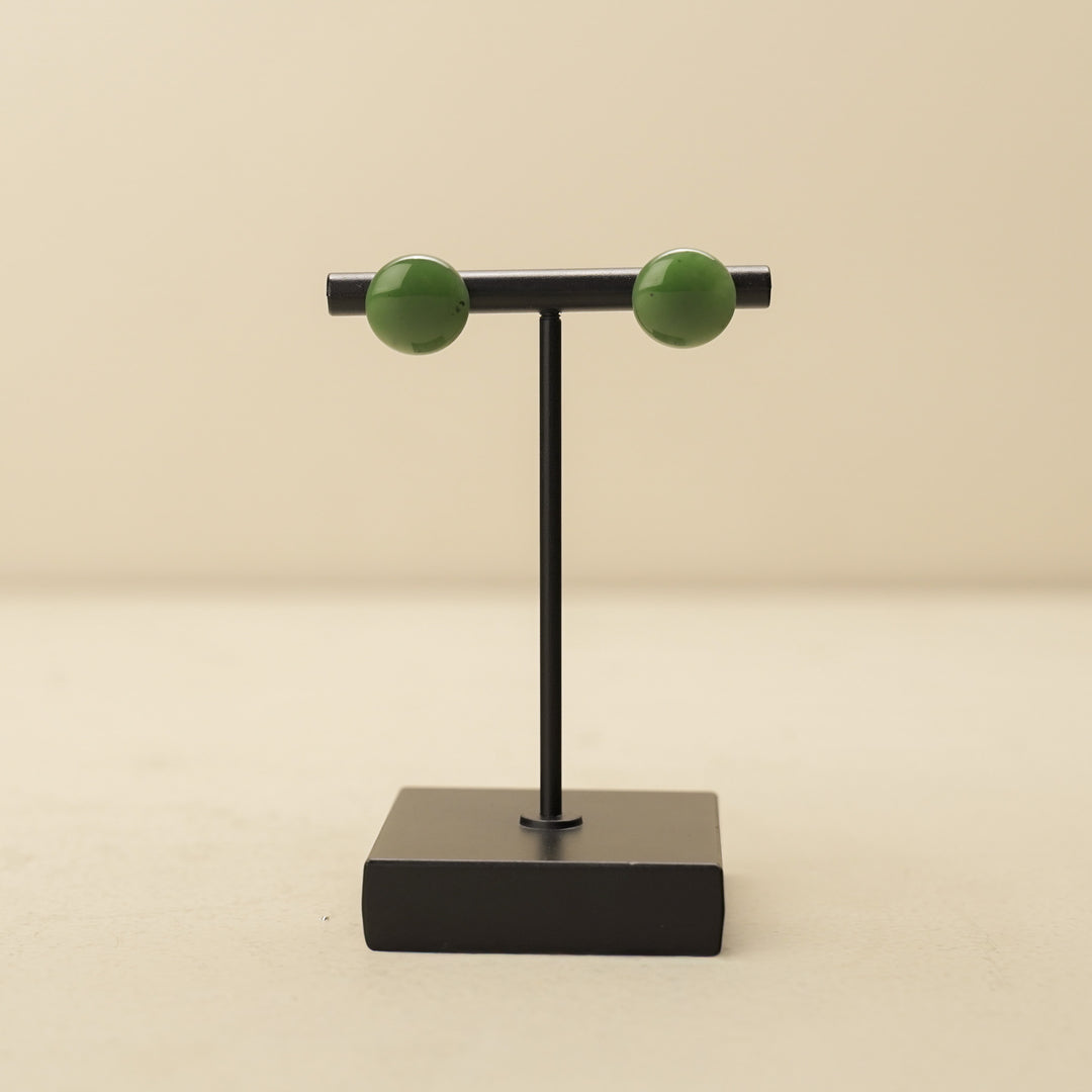 Greenstone Large Round Stud Earrings