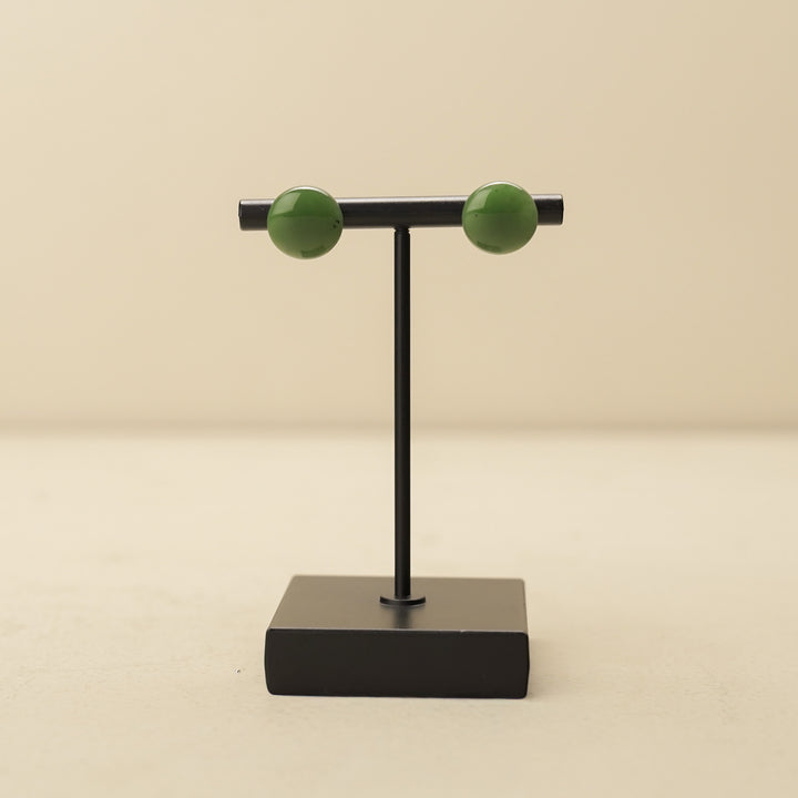 Greenstone Large Round Stud Earrings