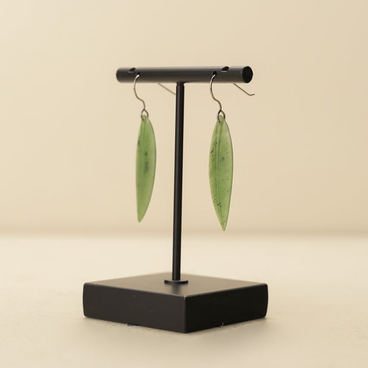 Leaf Greenstone Drop Earrings