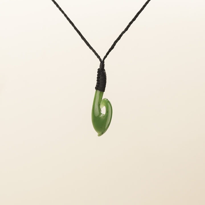 Barbed Hei Matau with Koru Greenstone Pendant