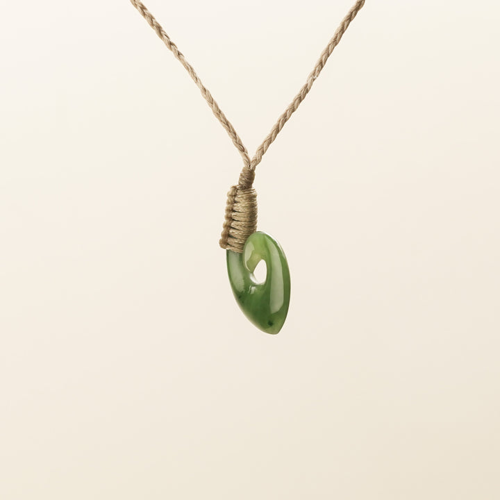 Pointed Hei Matau with Koru Greenstone Pendant