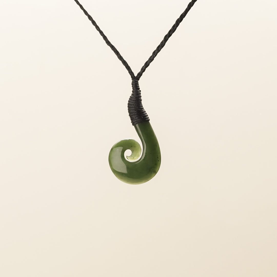Greenstone Koru with Hei Matau Pendant