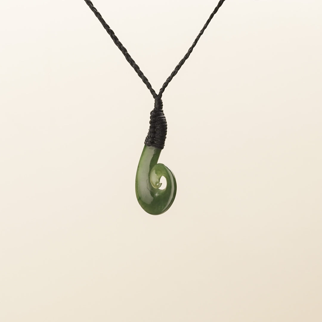 Greenstone Koru with Hei Matau Pendant