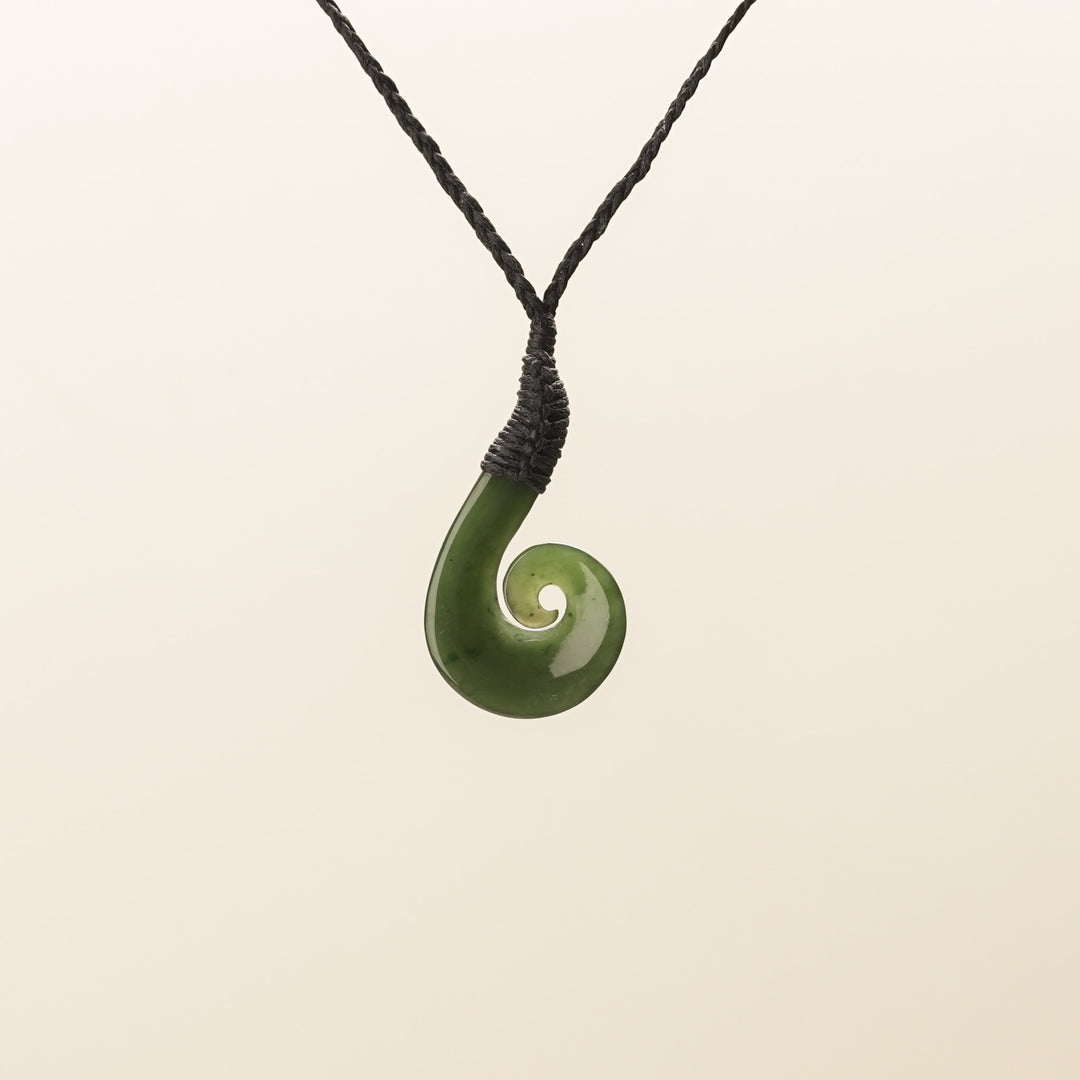 Greenstone Koru with Hei Matau Pendant
