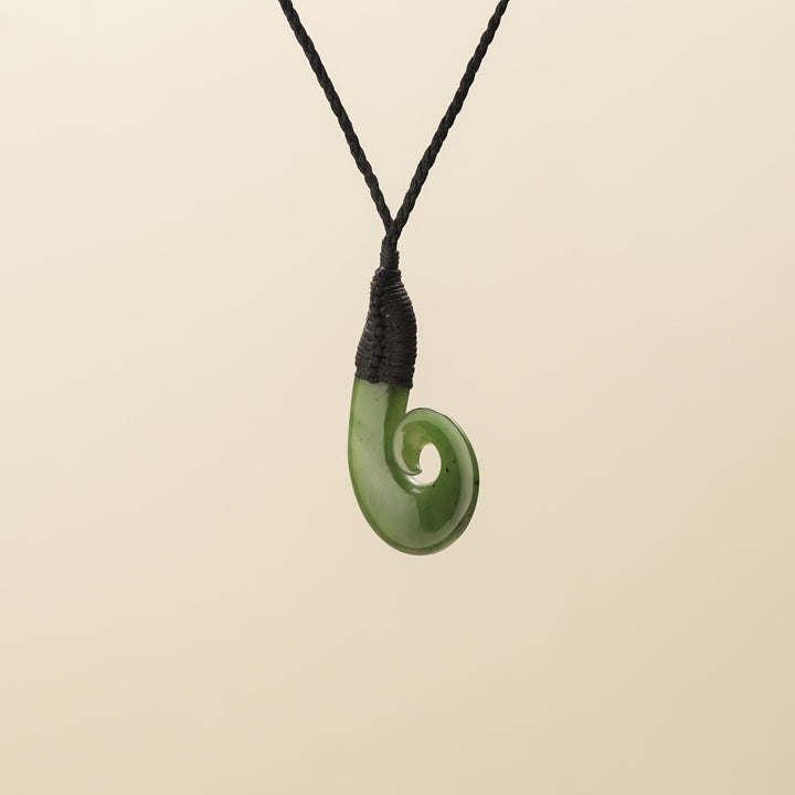 Large Bound Hei Matau Greenstone Pendant