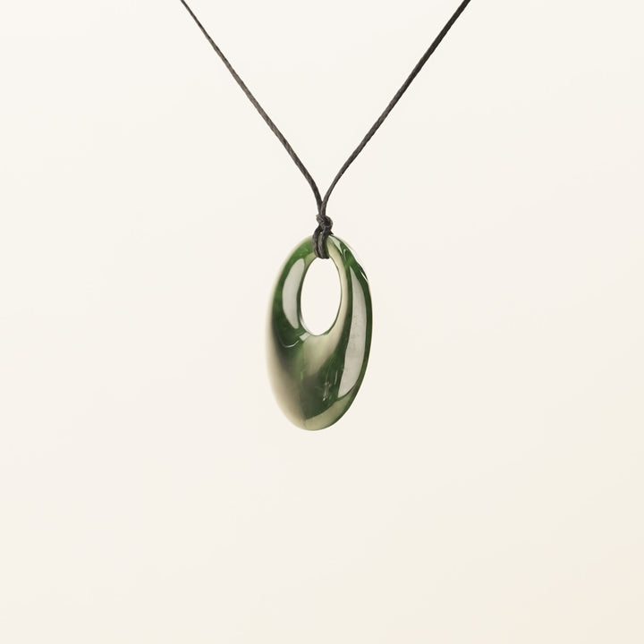 Greenstone Large Offset Porowhita Pendant