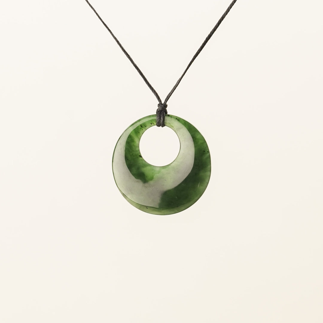 Greenstone Large Offset Porowhita Pendant