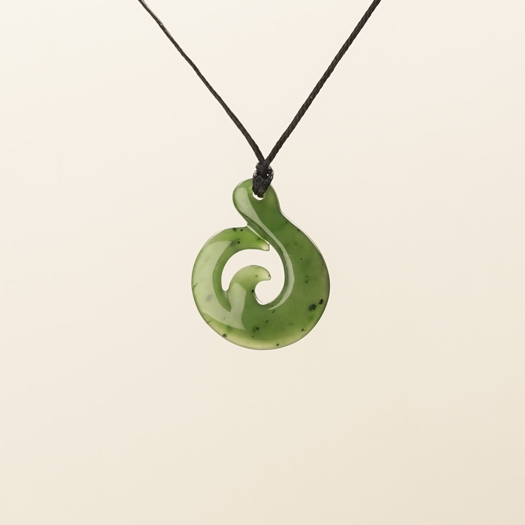 Medium Round Hei Matau Greenstone Pendant