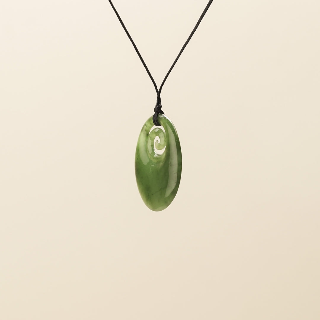 Small Oval Koru Greenstone Pendant