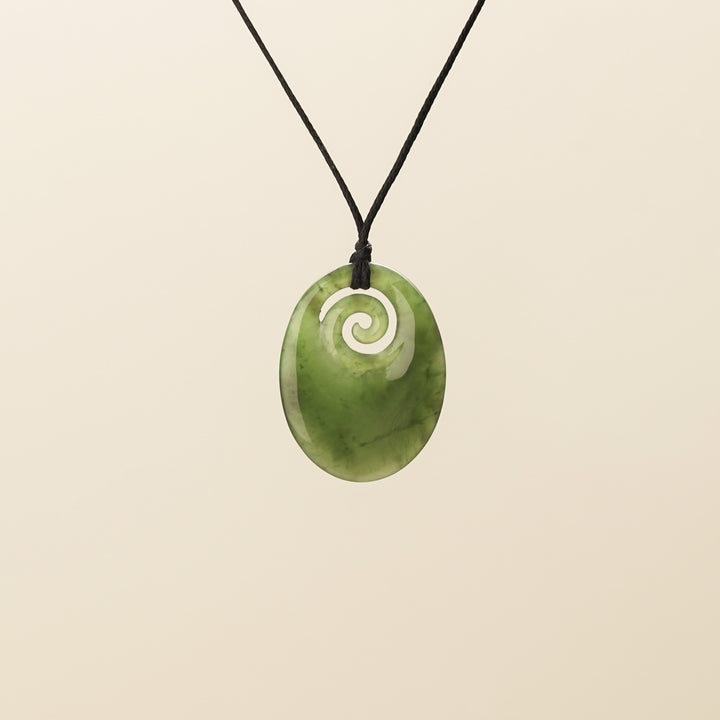 Small Oval Koru Greenstone Pendant