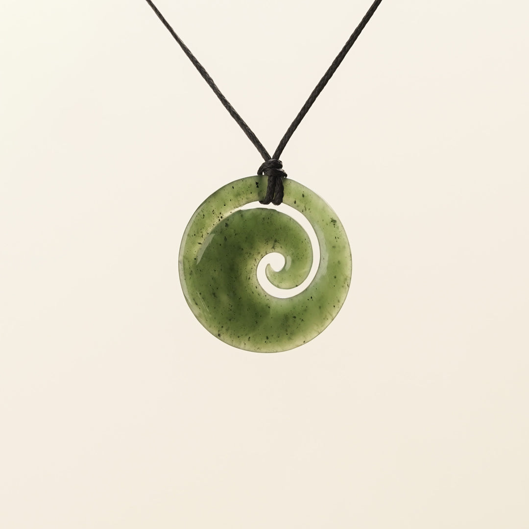 Large Round Koru Greenstone Pendant