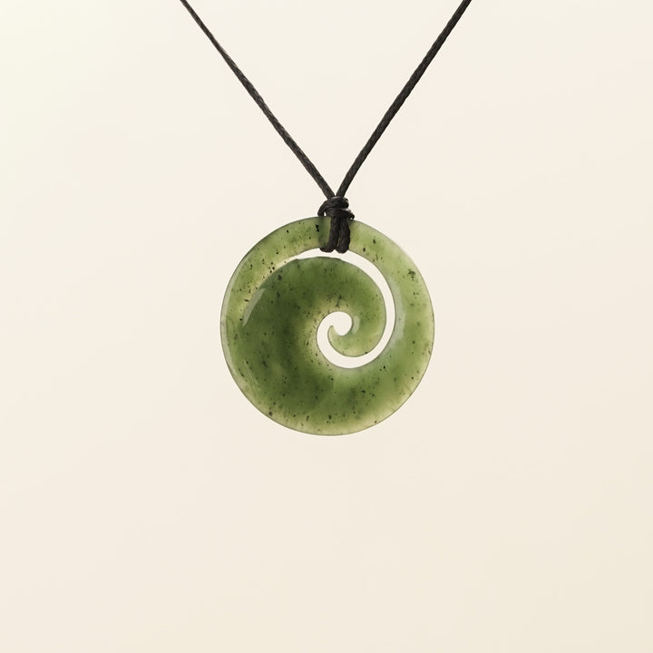 Large Round Koru Greenstone Pendant