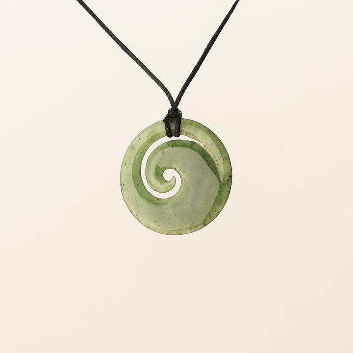 Large Round Koru Greenstone Pendant