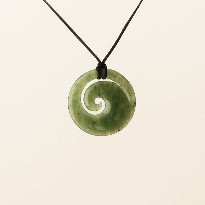 Large Round Koru Greenstone Pendant