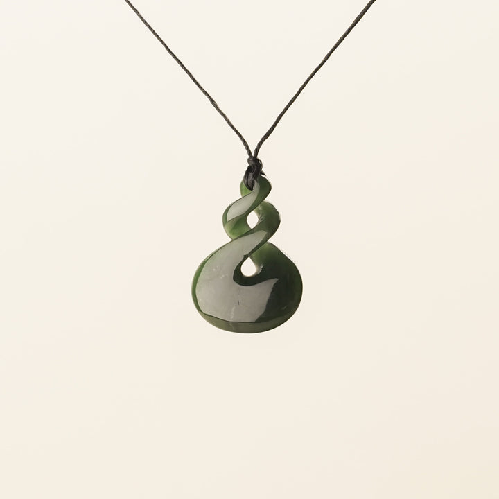 Greenstone Small Rounded-Base Double Pikorua Pendant