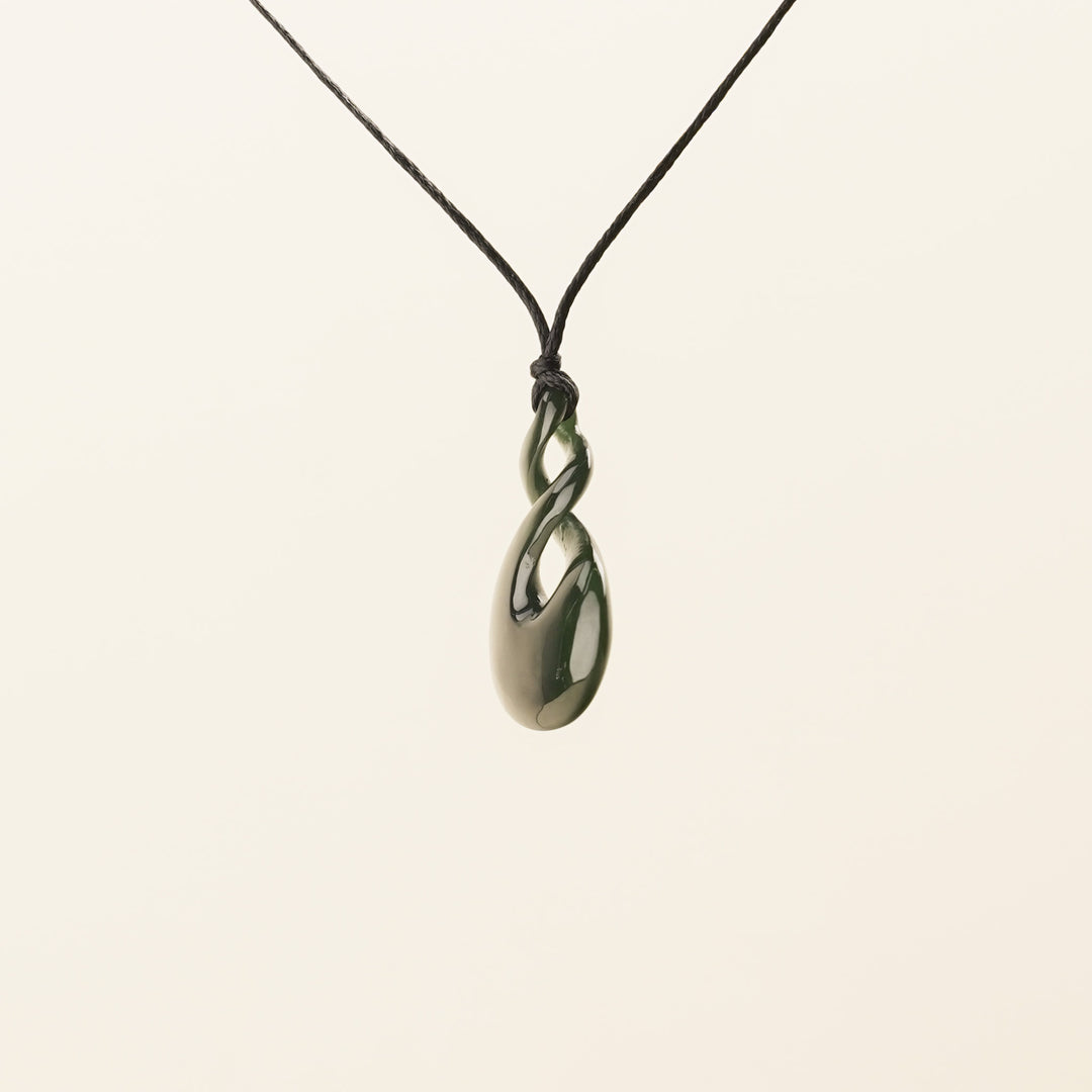 Greenstone Small Rounded-Base Double Pikorua Pendant