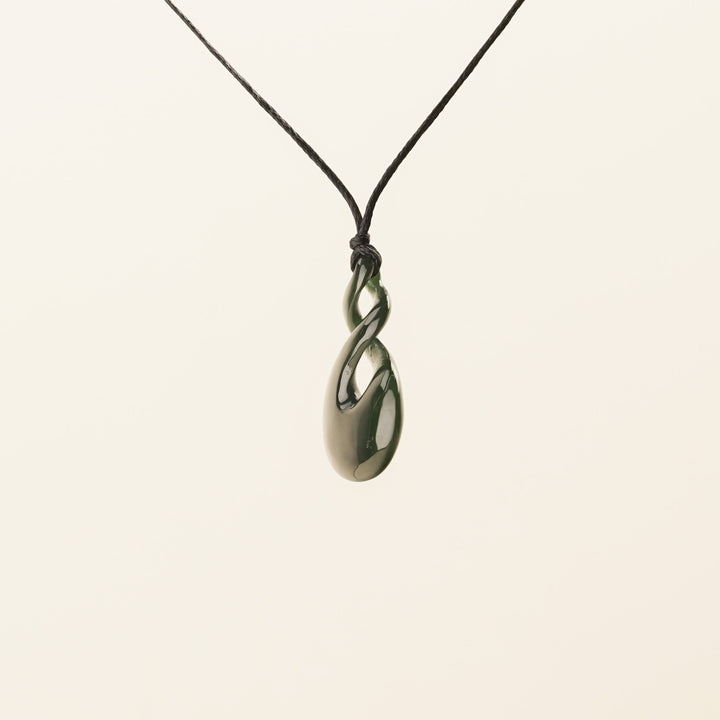 Greenstone Small Rounded-Base Double Pikorua Pendant