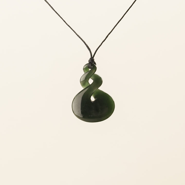 Greenstone Small Rounded-Base Double Pikorua Pendant