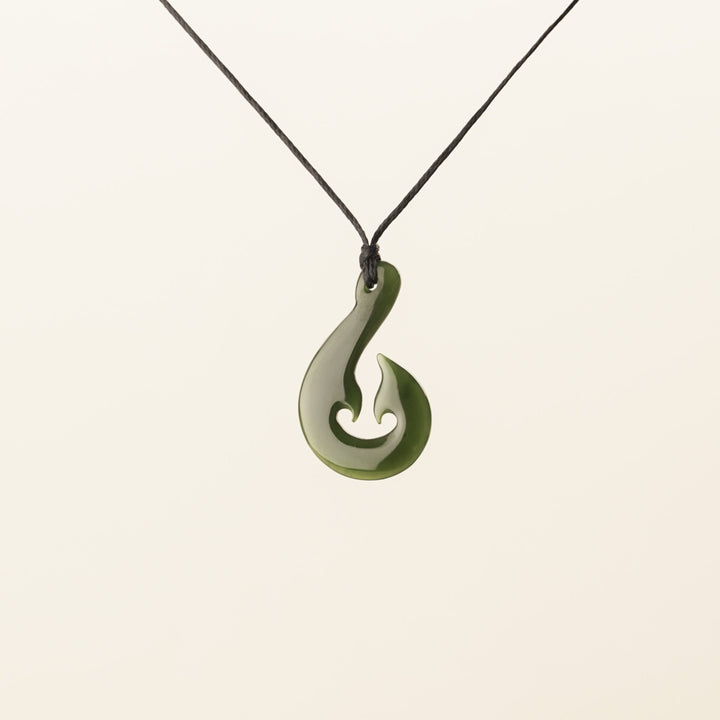 Greenstone Large Double-Barb Hei Matau Pendant