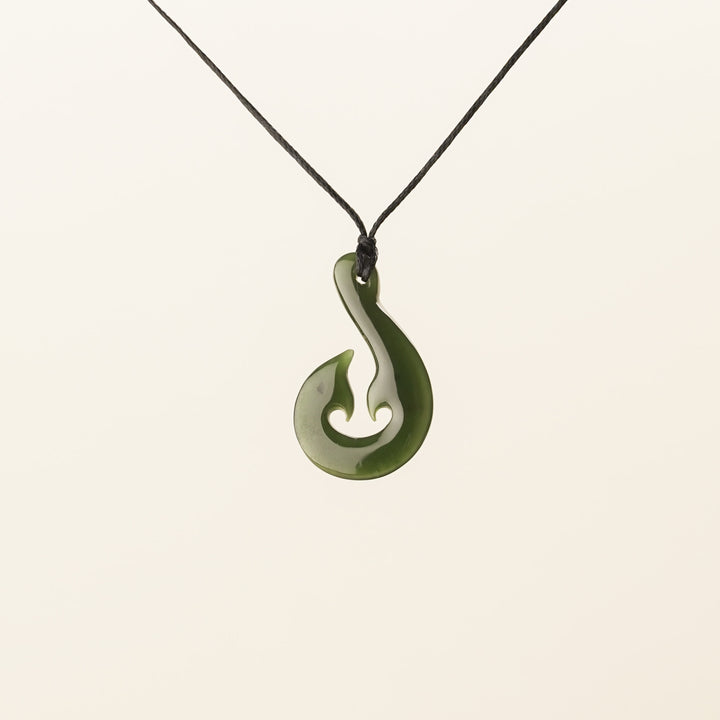 Greenstone Large Double-Barb Hei Matau Pendant