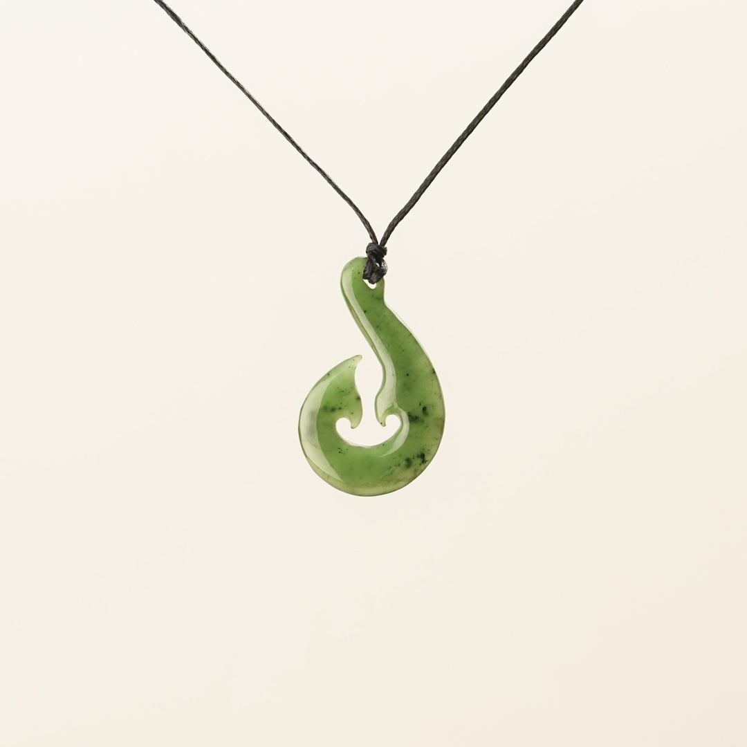 Greenstone Large Double-Barb Hei Matau Pendant