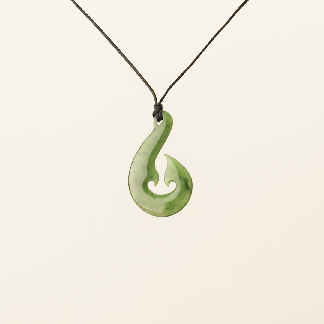 Greenstone Large Double-Barb Hei Matau Pendant