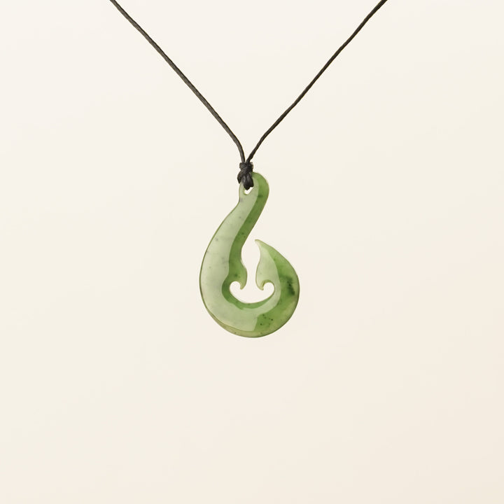 Greenstone Large Double-Barb Hei Matau Pendant