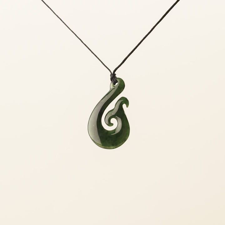 Greenstone Large Whale Tail Hei Matau Pendant