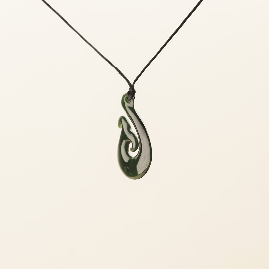 Greenstone Large Whale Tail Hei Matau Pendant