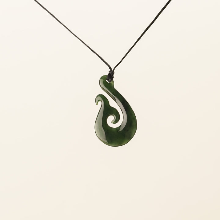 Greenstone Large Whale Tail Hei Matau Pendant
