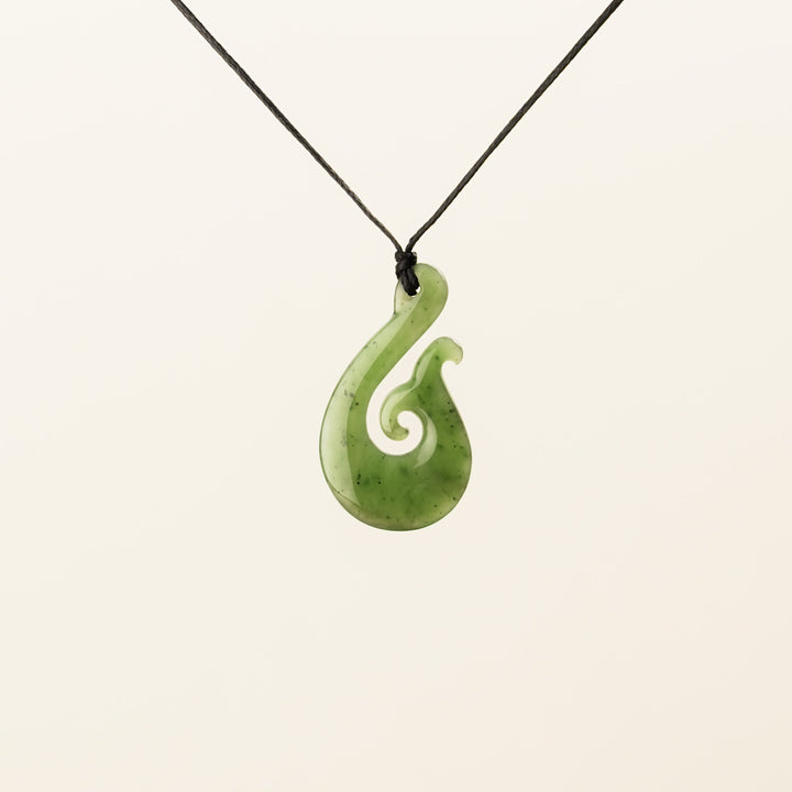 Greenstone Large Whale Tail Hei Matau Pendant