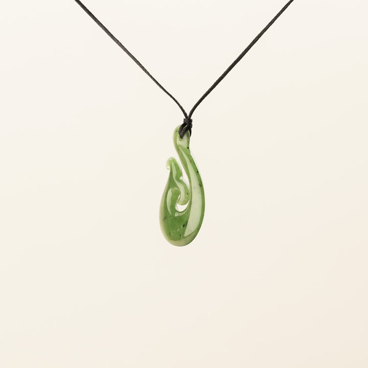 Greenstone Large Whale Tail Hei Matau Pendant