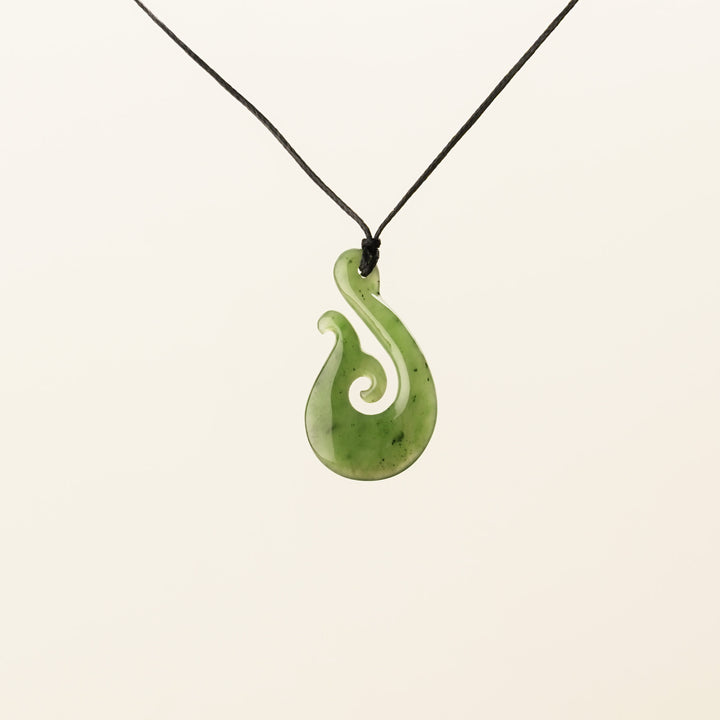 Greenstone Large Whale Tail Hei Matau Pendant