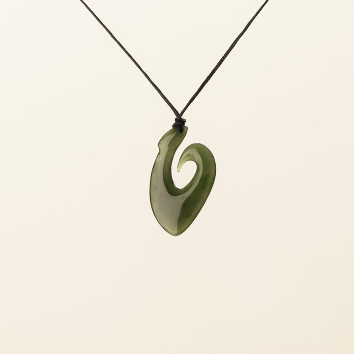 Large Open Hei Matau Greenstone Pendant