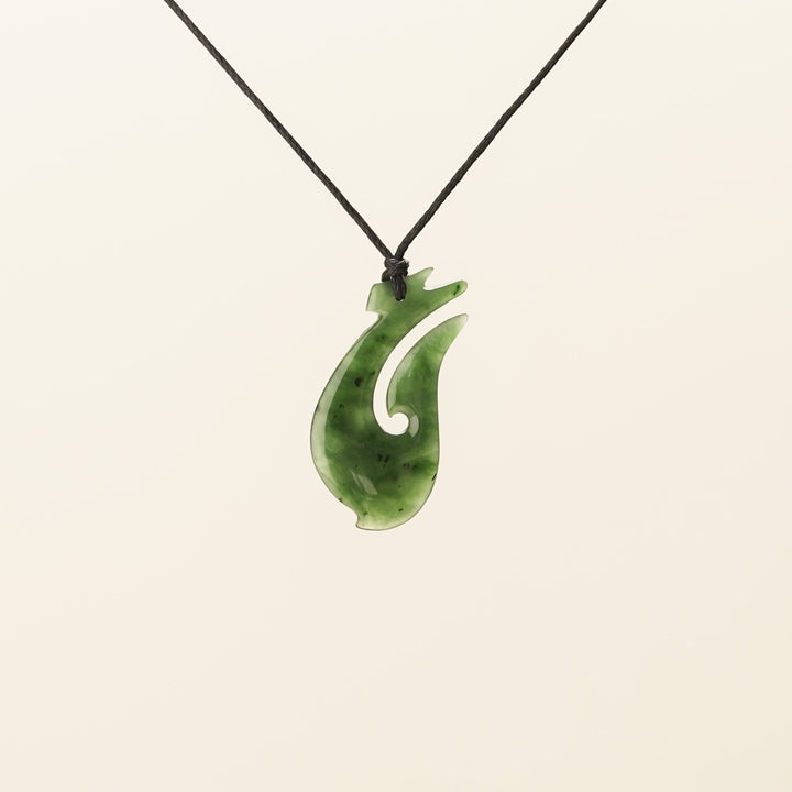 Large Crested Hei Matau Greenstone Pendant