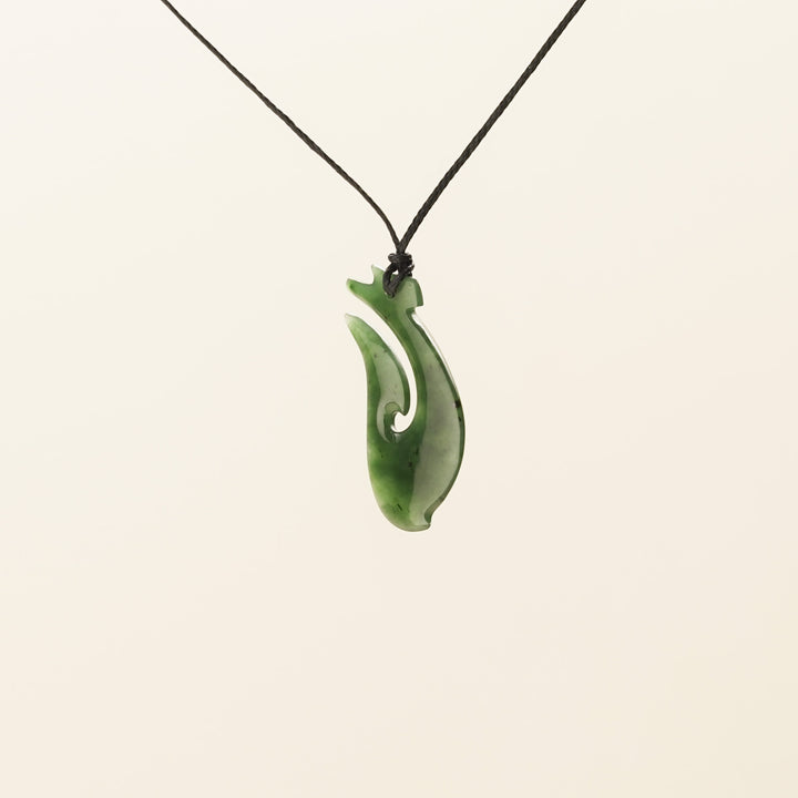 Large Crested Hei Matau Greenstone Pendant