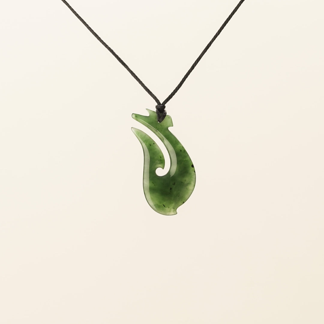 Large Crested Hei Matau Greenstone Pendant