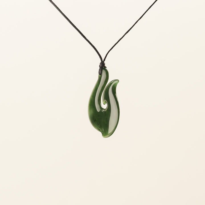 Greenstone Large Flared Hei Matau Pendant