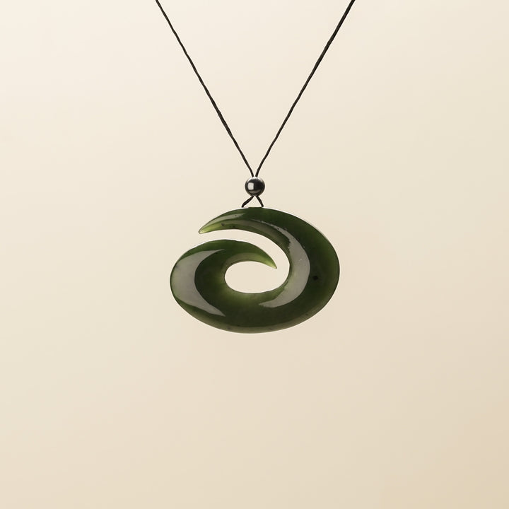Deep Green Large Hei Matau Greenstone Pendant