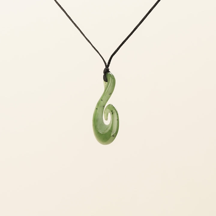 Medium Wave Hei Matau Greenstone Pendant